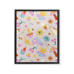 Pastel Nostalgic Doodles - Retro Teen Pattern Framed Canvas Print Gallery Image 8