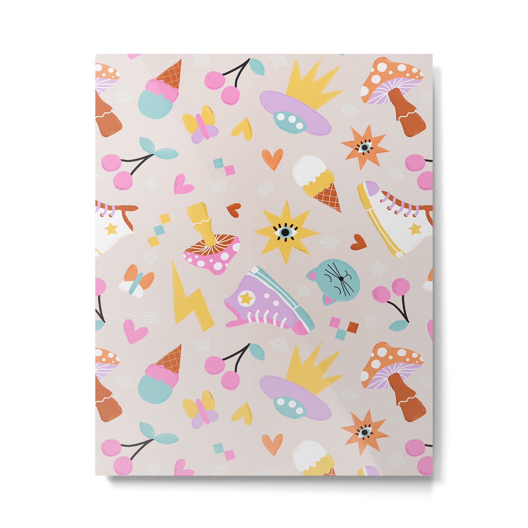 Pastel Nostalgic Doodles - Retro Teen Pattern Metal Print Gallery Image 6