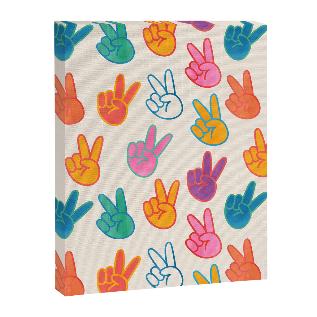 Peace And Victory Hand Sign In Rainbow Colours Pattern Canvas Print Gallery Image 8