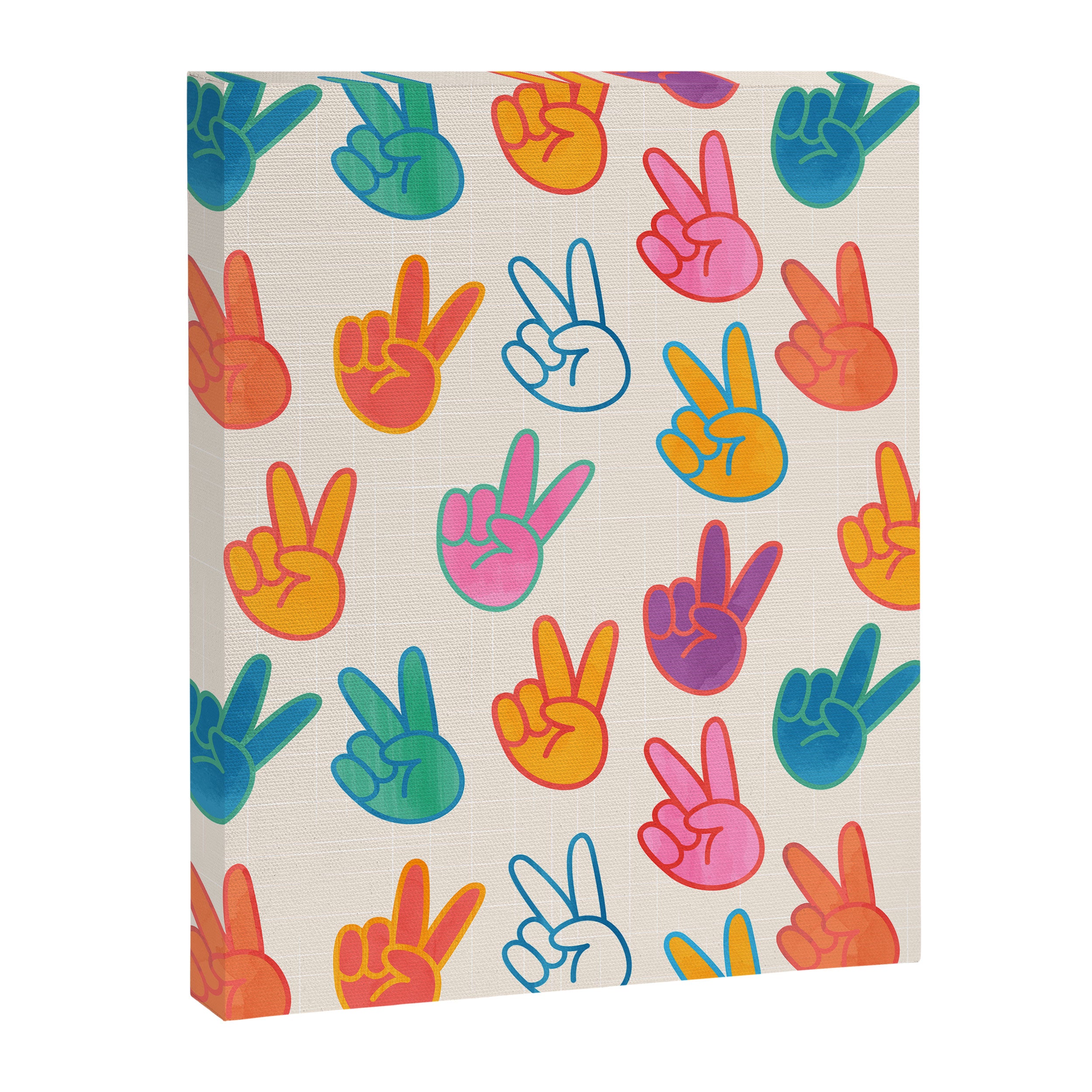 Peace And Victory Hand Sign In Rainbow Colours Pattern Canvas Print Gallery Image 8