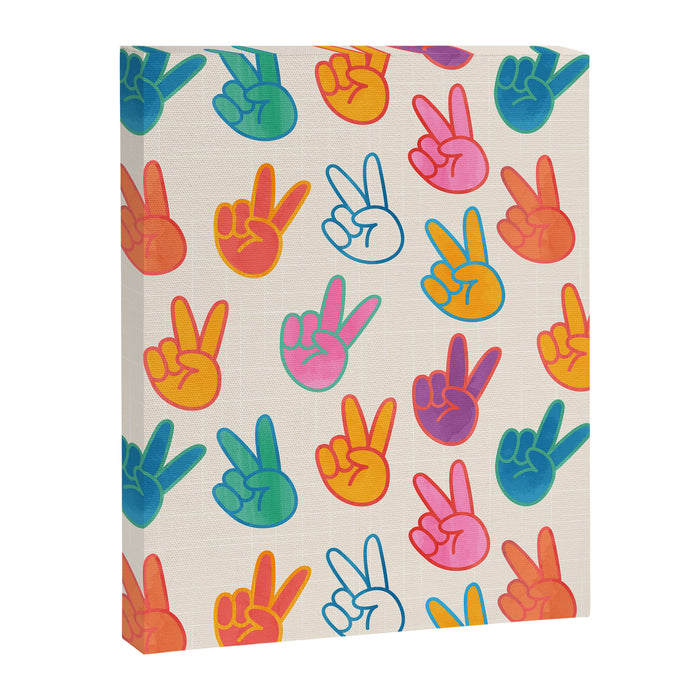 Peace And Victory Hand Sign In Rainbow Colours Pattern Canvas Print Gallery Image 1
