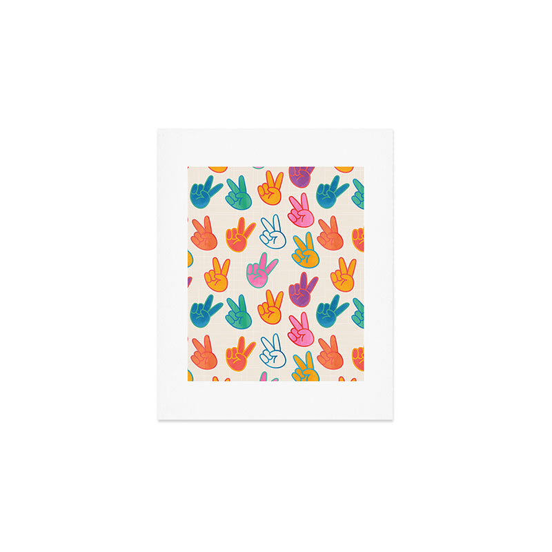 Peace And Victory Hand Sign In Rainbow Colours Pattern Art Print Gallery Image 1