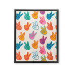Peace And Victory Hand Sign In Rainbow Colours Pattern Framed Canvas Print Gallery Image 8