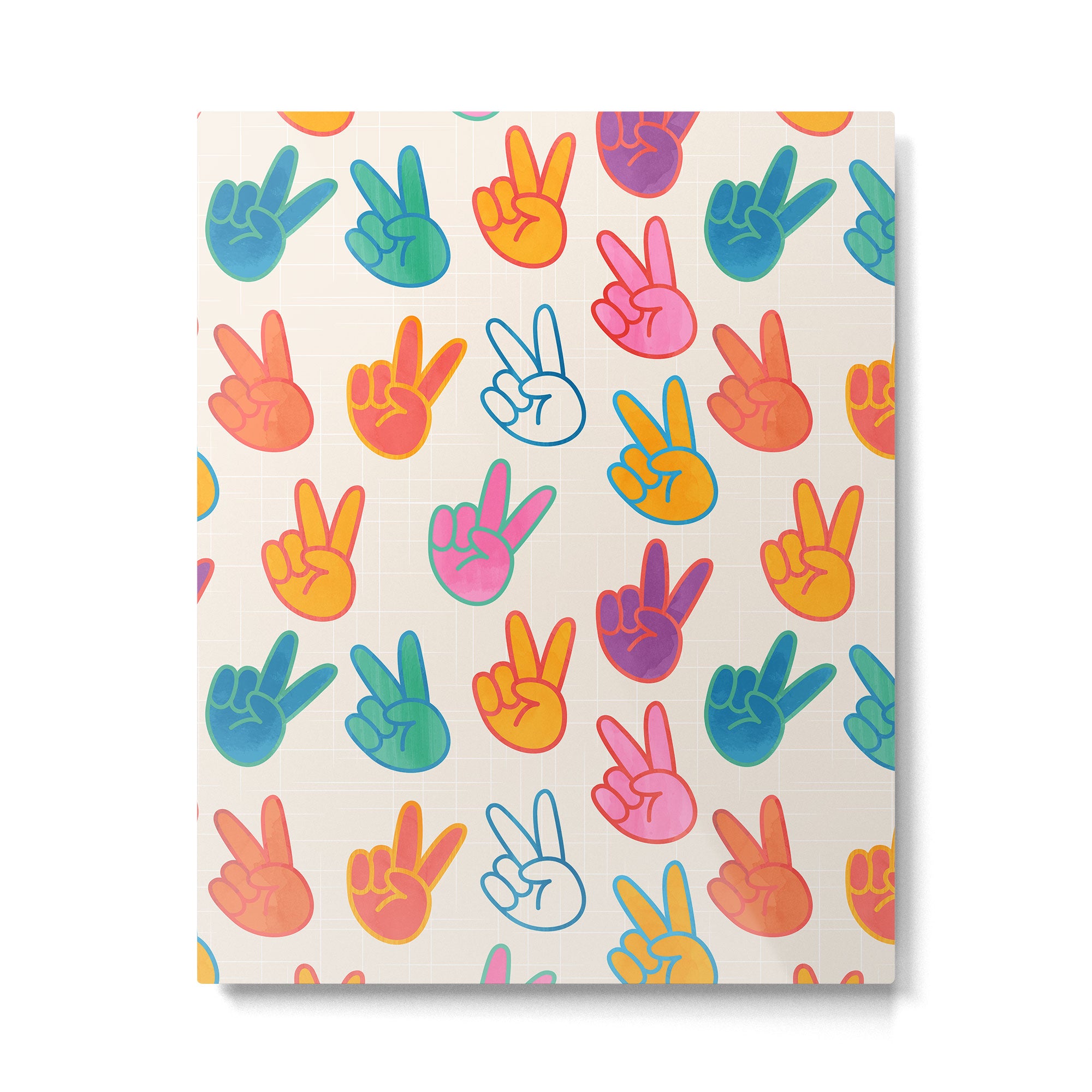 Peace And Victory Hand Sign In Rainbow Colours Pattern Metal Print Gallery Image 6