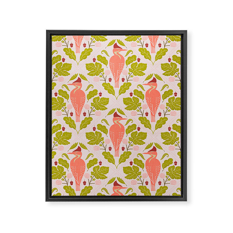 Peach And Pink Woodpecker Framed Canvas Print Gallery Image 8