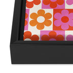 Pink and Orange Retro Daisies Framed Canvas Print Gallery Image 3