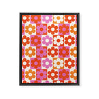 Pink and Orange Retro Daisies Framed Canvas Print Gallery Image 8