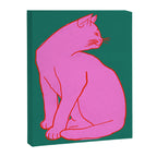 Pink Cat On Green Background Canvas Print Gallery Image 8