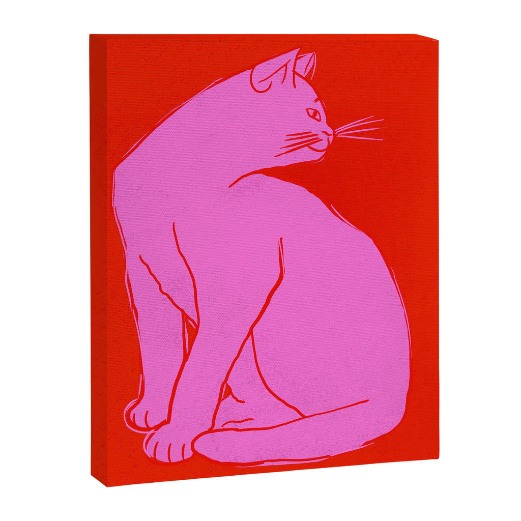 Pink Color Block Cat Canvas Print Gallery Image 8