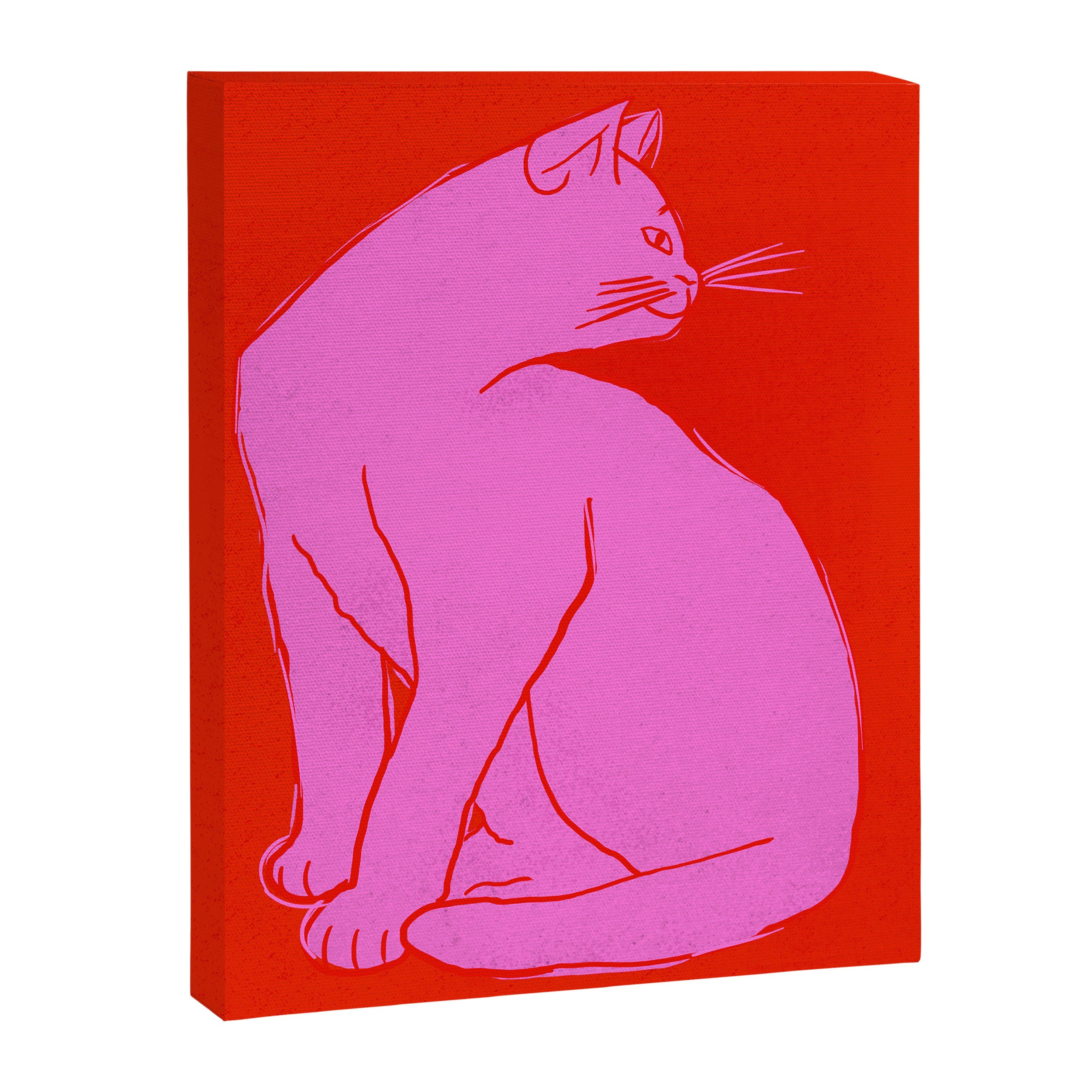 Pink Color Block Cat Canvas Print Gallery Image 8