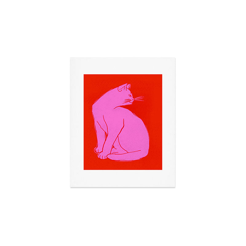 Pink Color Block Cat Art Print Gallery Image 1