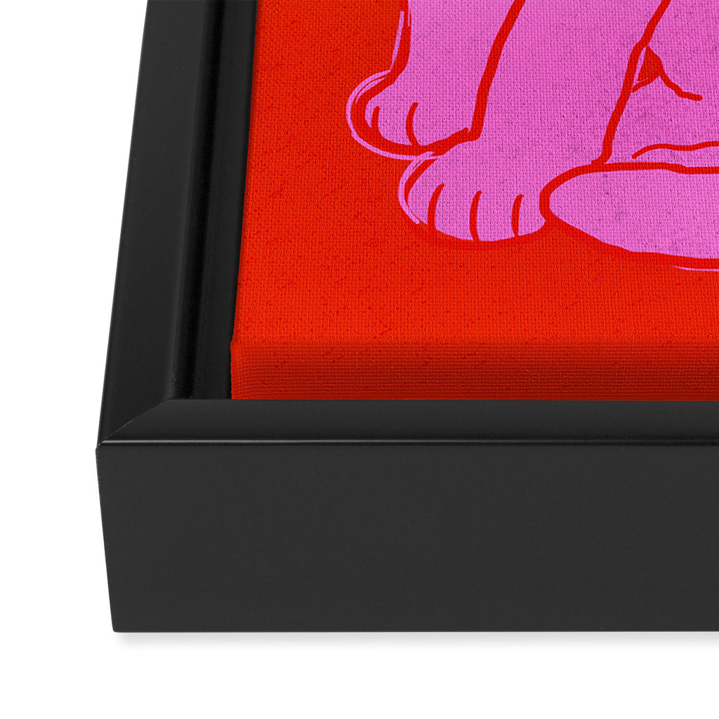 Pink Color Block Cat Framed Canvas Print Gallery Image 3