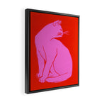 Pink Color Block Cat Framed Canvas Print Gallery Image 2