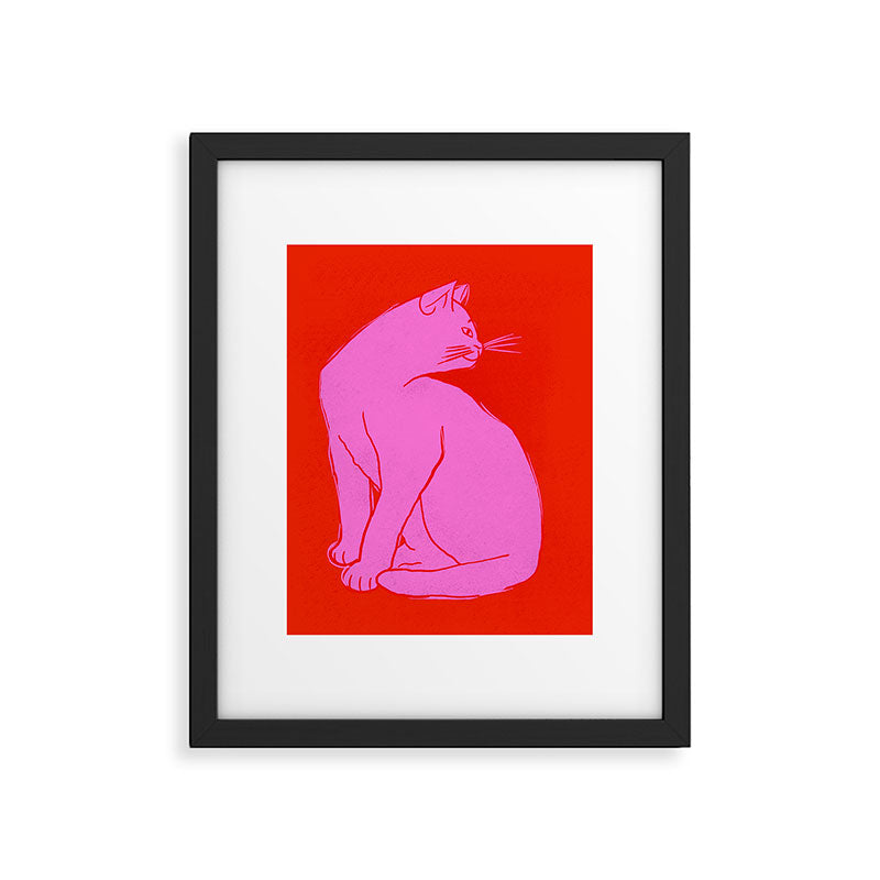 Pink Color Block Cat Framed Art Print Gallery Image 4