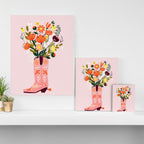Pink Cowboy Boot and Wild Flower Bouquet Canvas Print Gallery Image 3