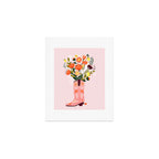 Pink Cowboy Boot and Wild Flower Bouquet Art Print Gallery Image 1