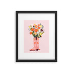 Pink Cowboy Boot and Wild Flower Bouquet Framed Art Print Gallery Image 4