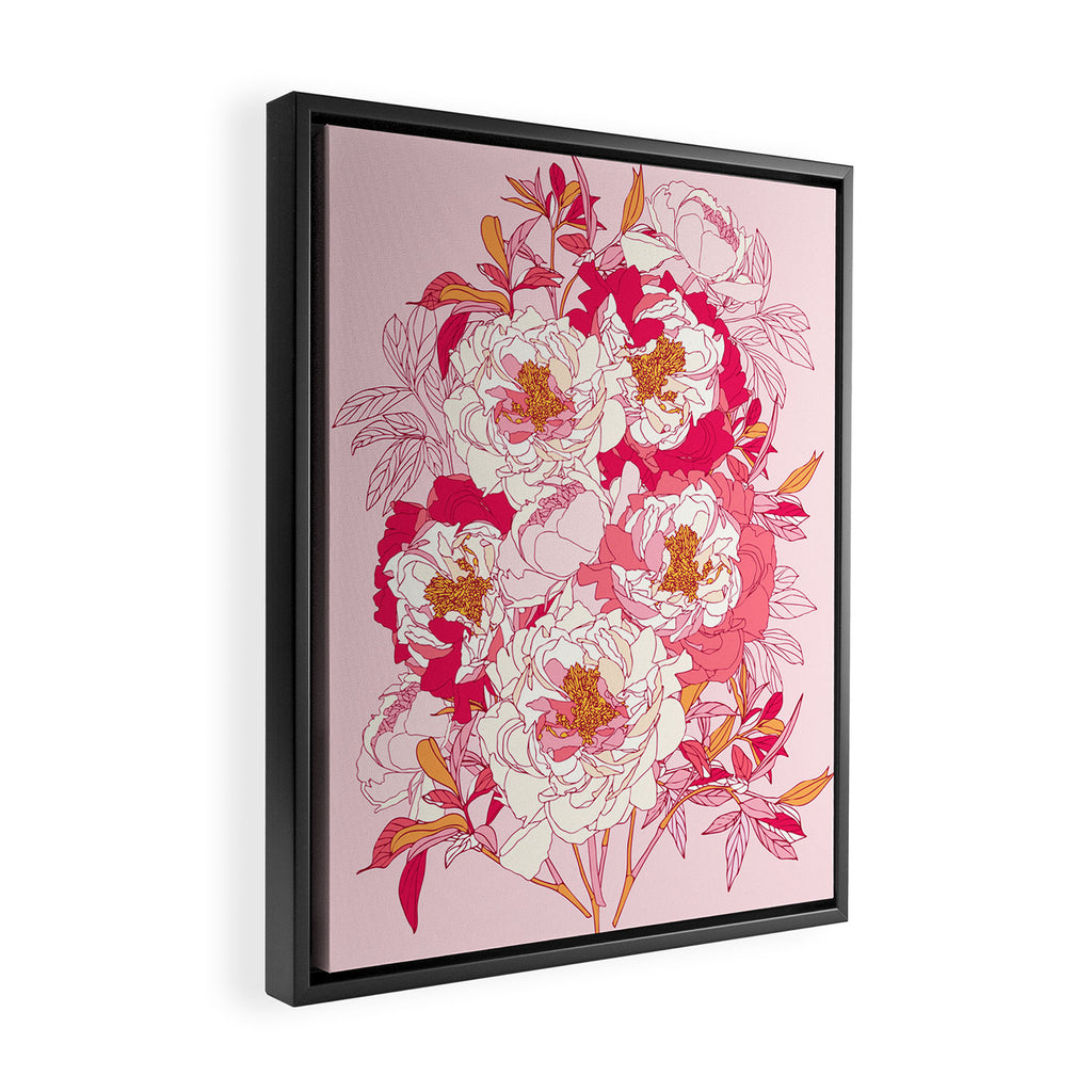 Pink flowers of peonies Framed Canvas Print Gallery Image 2