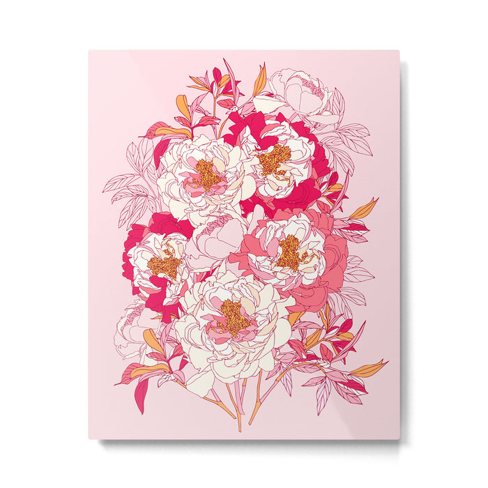 Pink flowers of peonies Metal Print Gallery Image 1