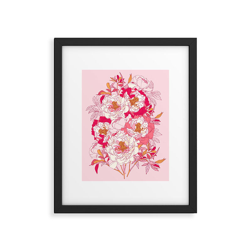 Pink flowers of peonies Framed Art Print Gallery Image 6