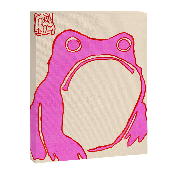 Pink Grumpy Frog Canvas Print Gallery Image 1