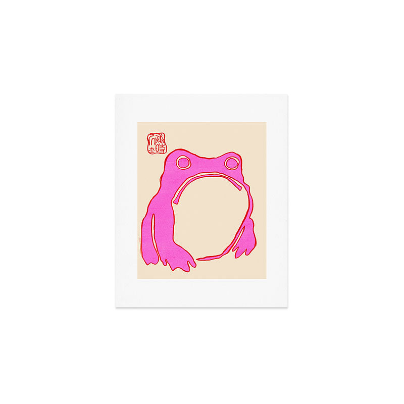 Pink Grumpy Frog Art Print Gallery Image 1