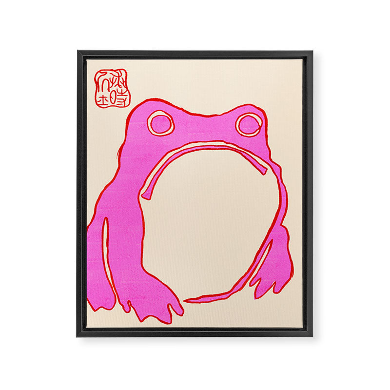 Pink Grumpy Frog Framed Canvas Print Gallery Image 8