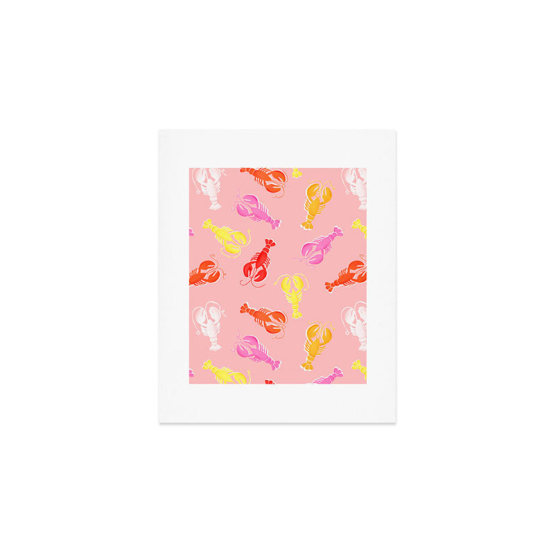 Pink Lobster Pattern Art Print Gallery Image 1