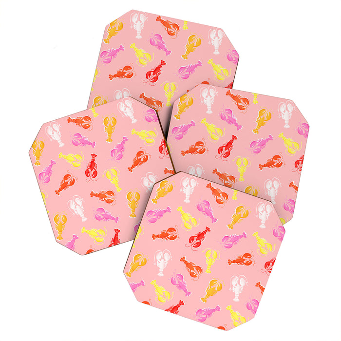 Pink Lobster Pattern Coaster Gallery Image 1