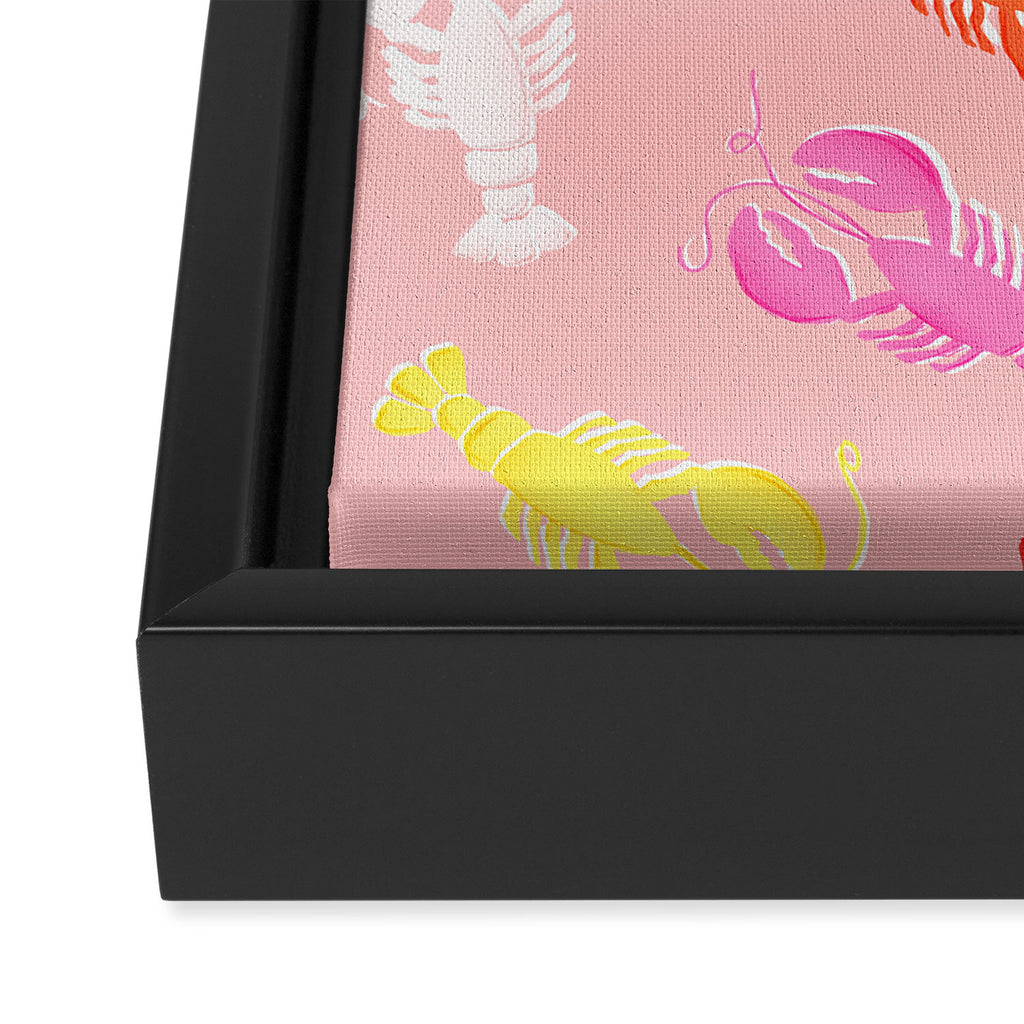 Pink Lobster Pattern Framed Canvas Print Gallery Image 3