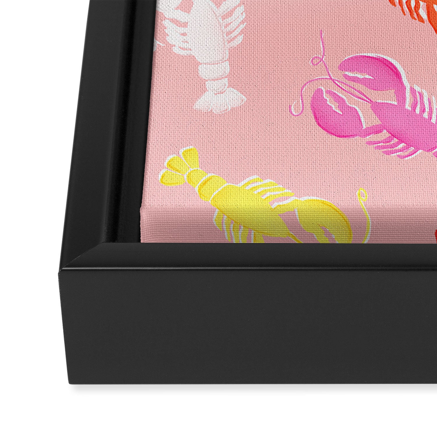 Pink Lobster Pattern Framed Canvas Print Gallery Image 3