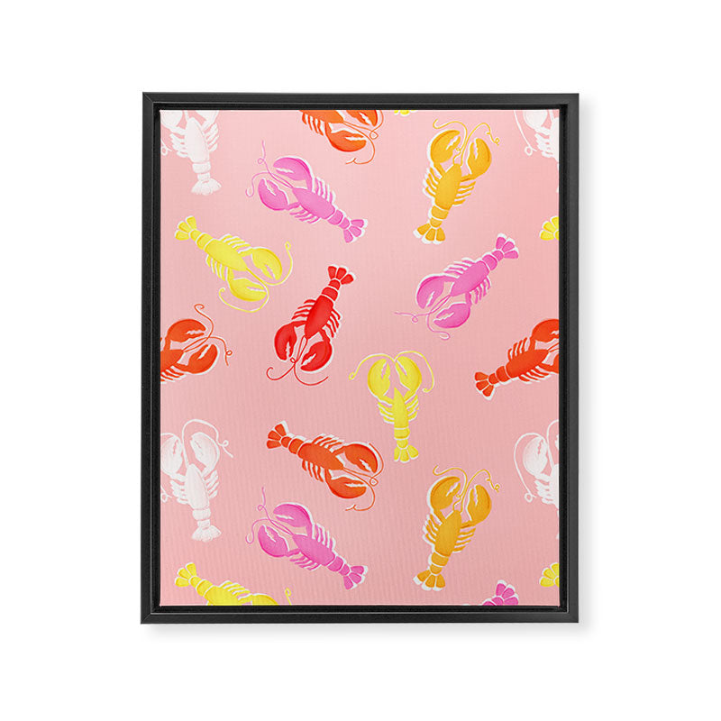 Pink Lobster Pattern Framed Canvas Print Gallery Image 8