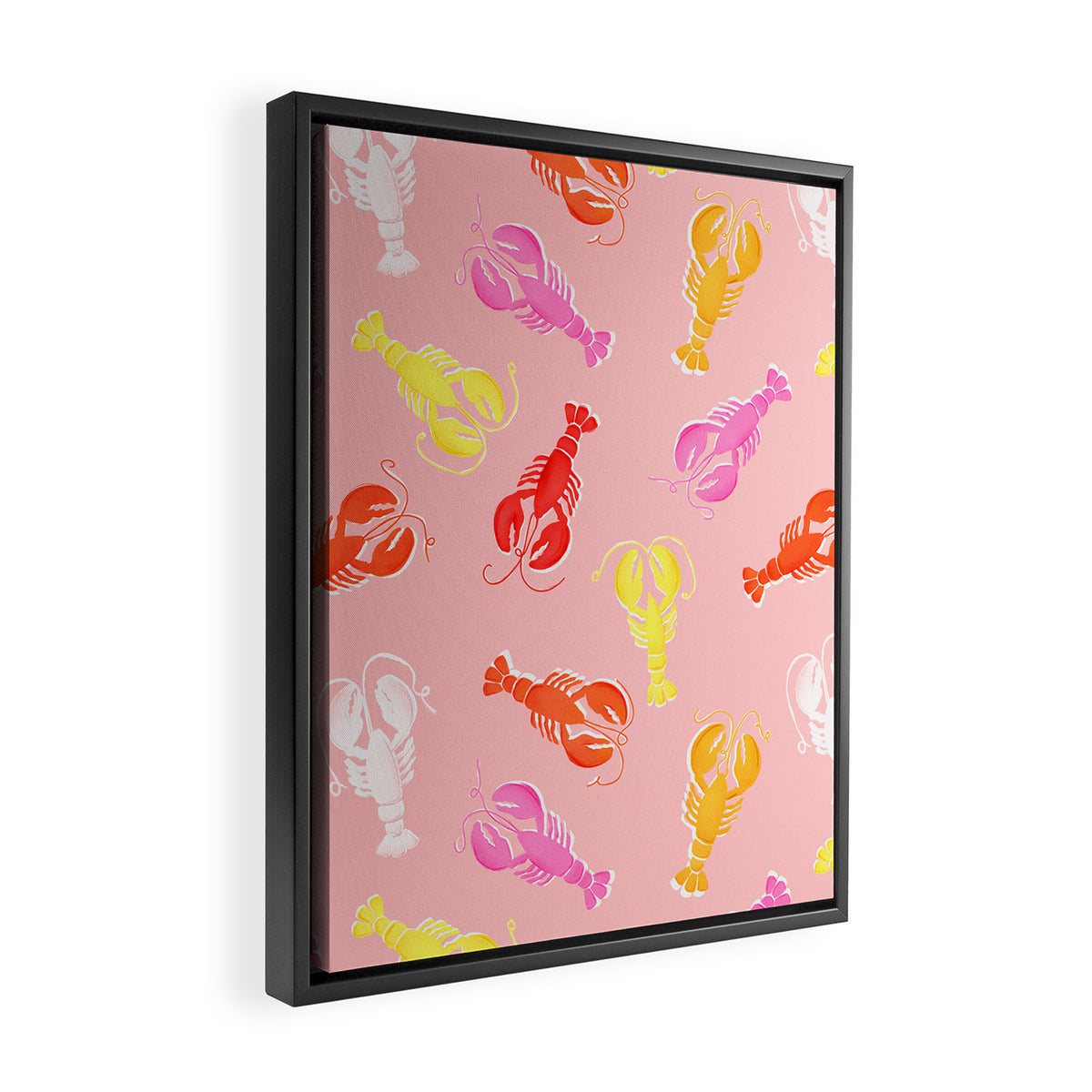 Pink Lobster Pattern Framed Canvas Print Gallery Image 2
