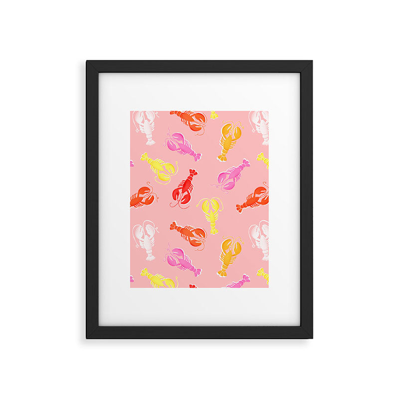 Pink Lobster Pattern Framed Art Print Gallery Image 6