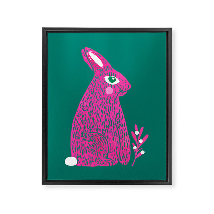 Pink Rabbit Framed Canvas Print Gallery Image 1