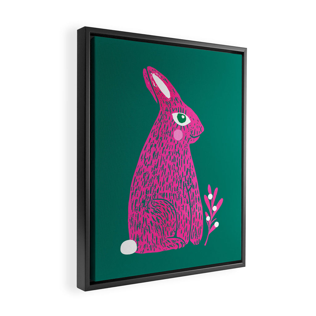 Pink Rabbit Framed Canvas Print Gallery Image 2