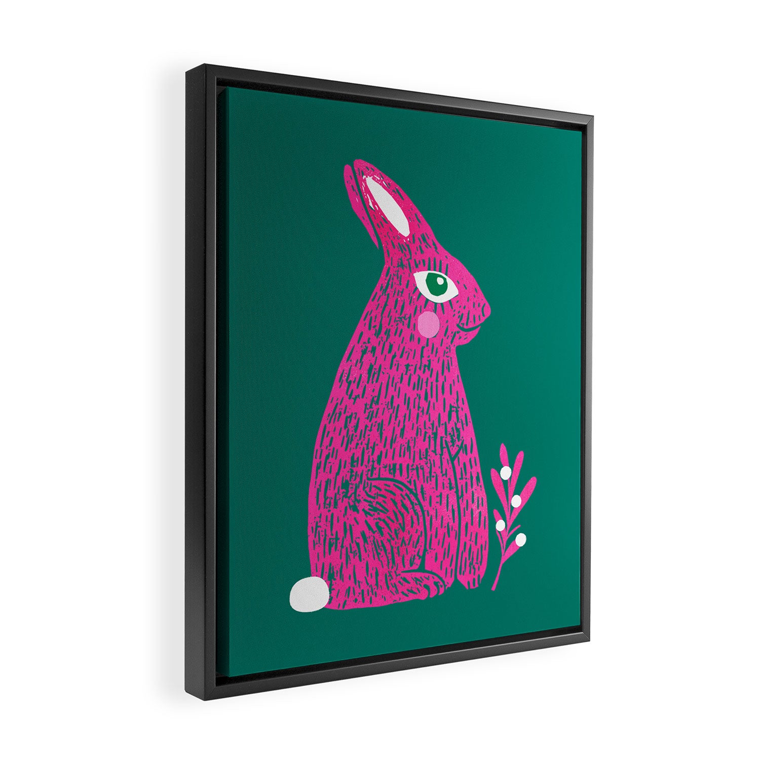 Pink Rabbit Framed Canvas Print Gallery Image 2
