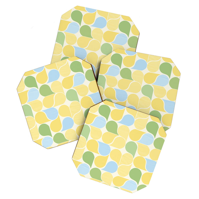 Playful Pastel Geometric Raindrop Pattern Coaster Gallery Image 1