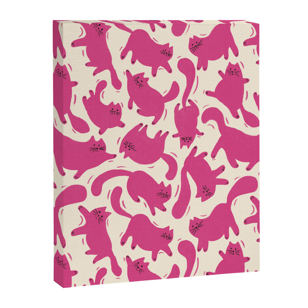 Playful Pink Cats Pattern Canvas Print Gallery Image 8