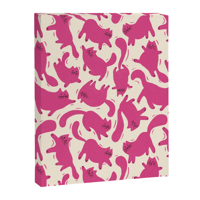 Playful Pink Cats Pattern Canvas Print Gallery Image 1