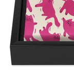 Playful Pink Cats Pattern Framed Canvas Print Gallery Image 3