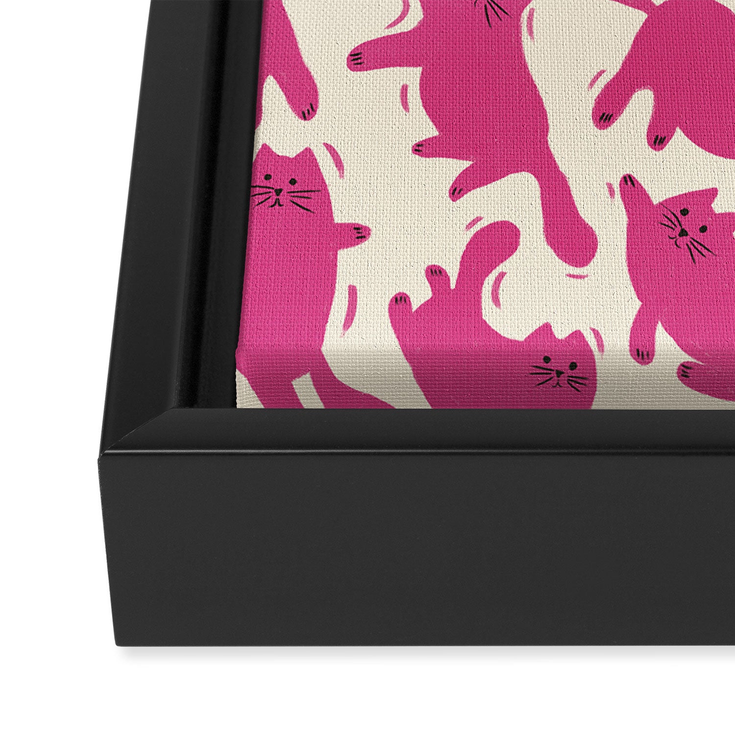 Playful Pink Cats Pattern Framed Canvas Print Gallery Image 3