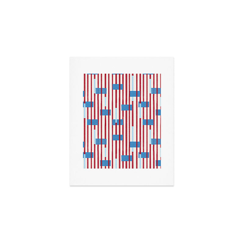 Playful Stripes and Blocks Geometric Pattern Art Print Gallery Image 1