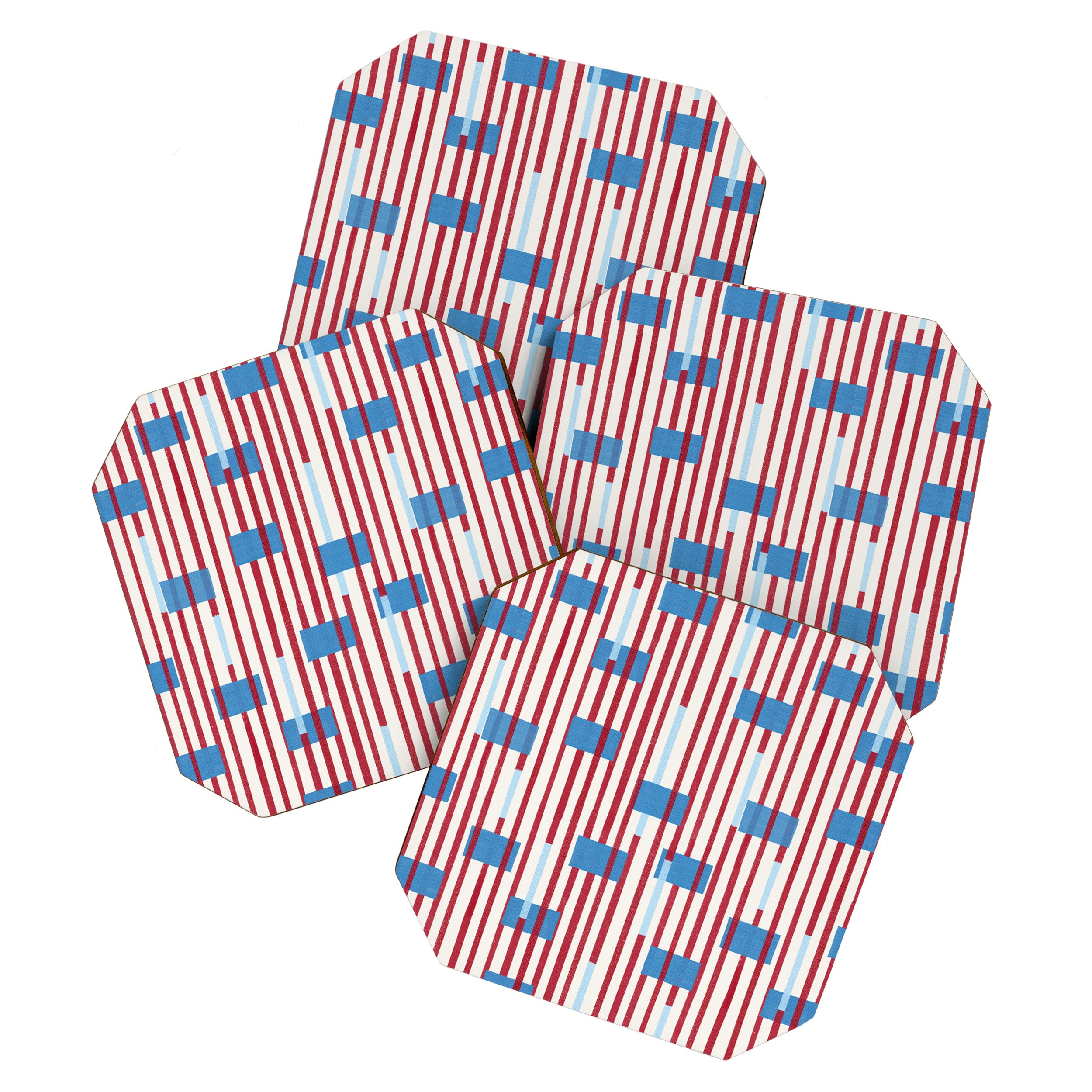 Playful Stripes and Blocks Geometric Pattern Coaster Gallery Image 1
