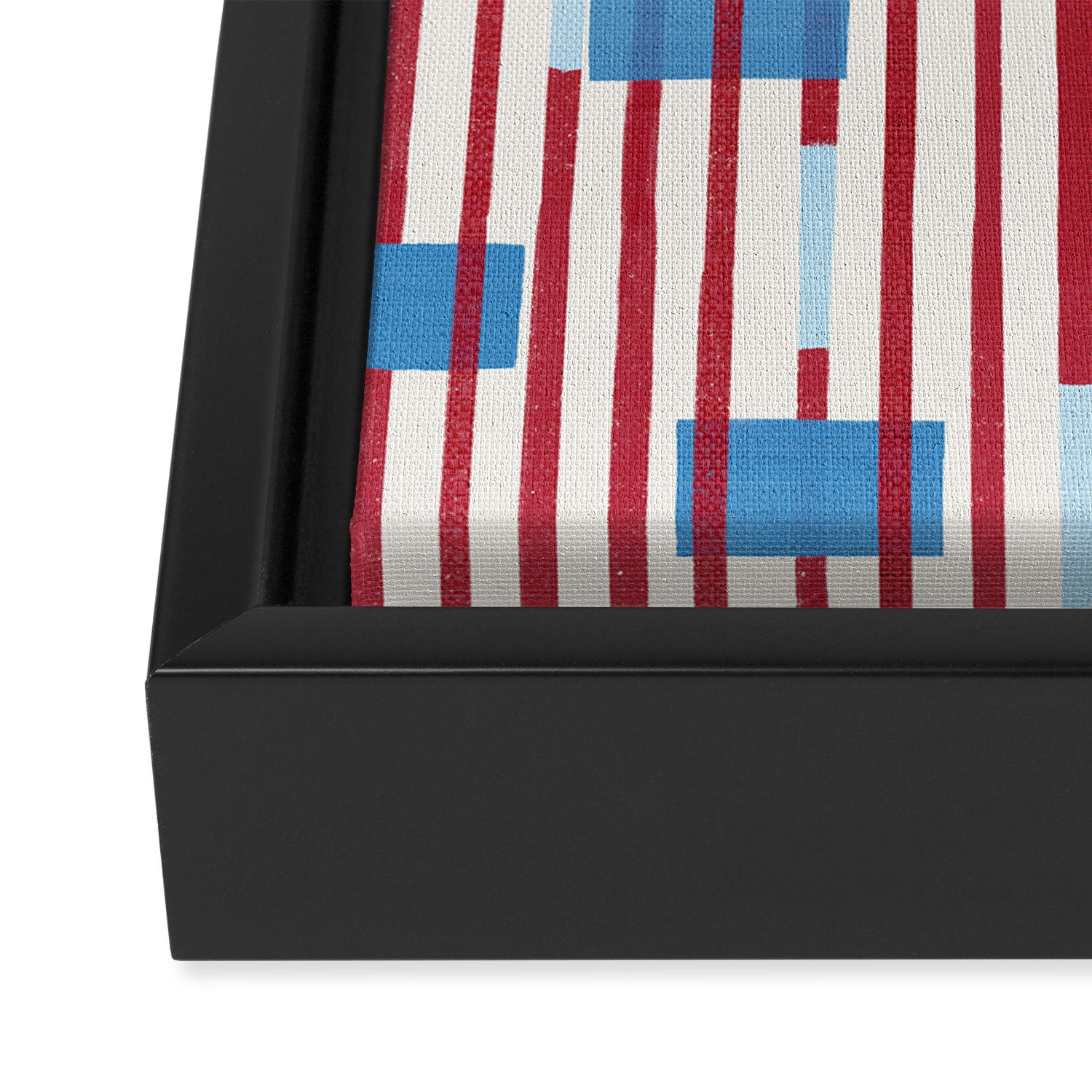 Playful Stripes and Blocks Geometric Pattern Framed Canvas Print Gallery Image 3