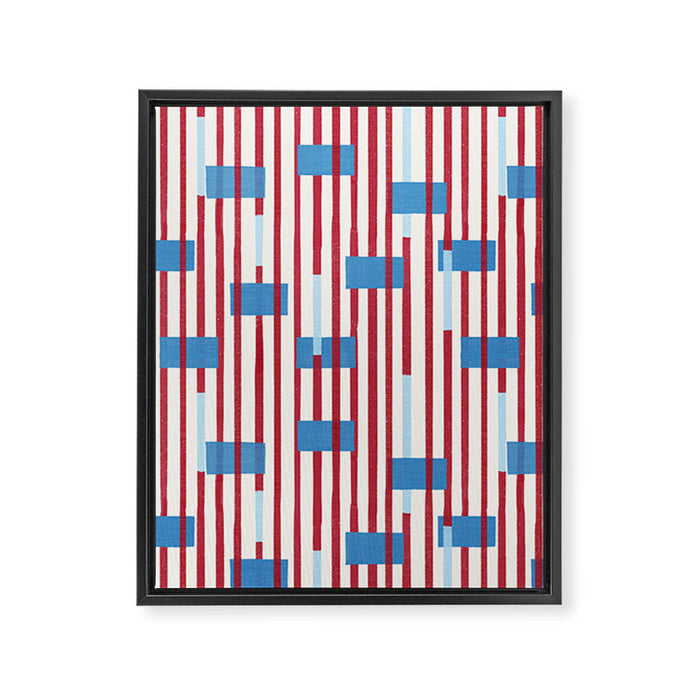 Playful Stripes and Blocks Geometric Pattern Framed Canvas Print Gallery Image 1