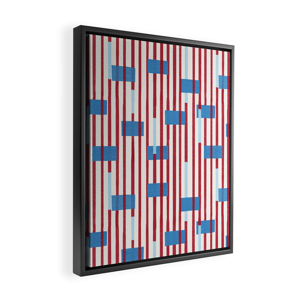 Playful Stripes and Blocks Geometric Pattern Framed Canvas Print Gallery Image 2