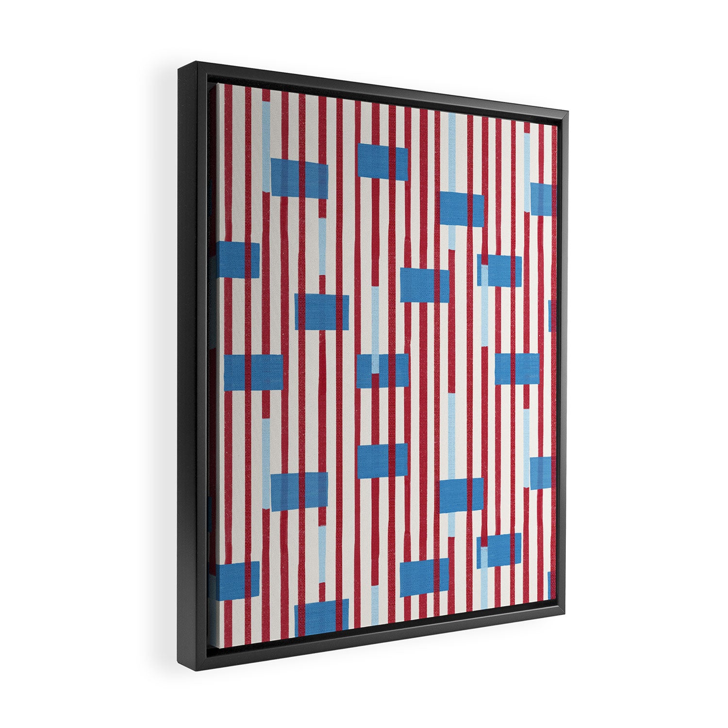 Playful Stripes and Blocks Geometric Pattern Framed Canvas Print Gallery Image 2