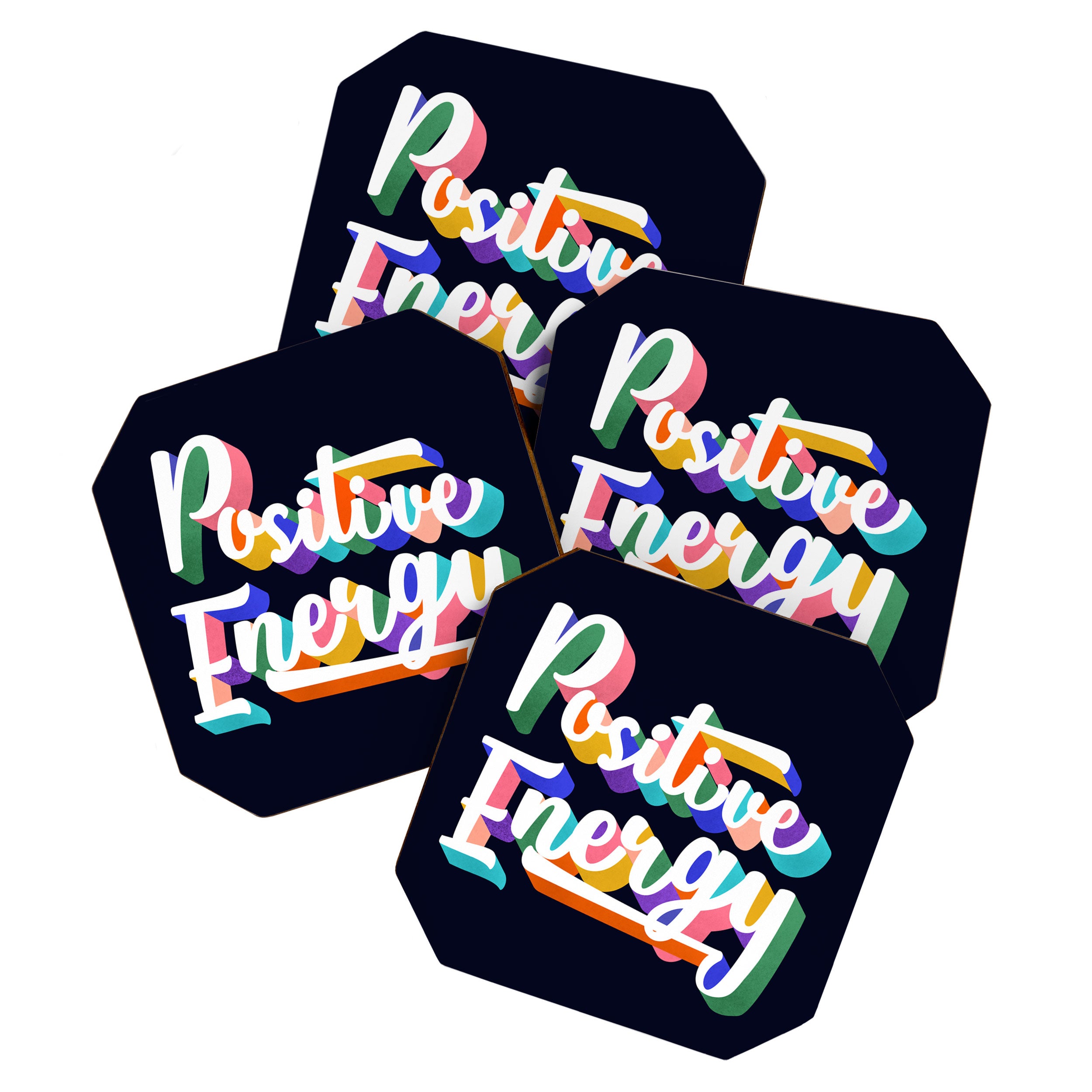 Positive Energy- typography Coaster Gallery Image 1