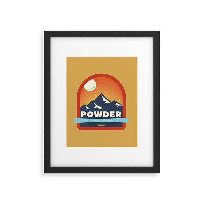 Powder To The People - Ski Badge Framed Art Print Gallery Image 1